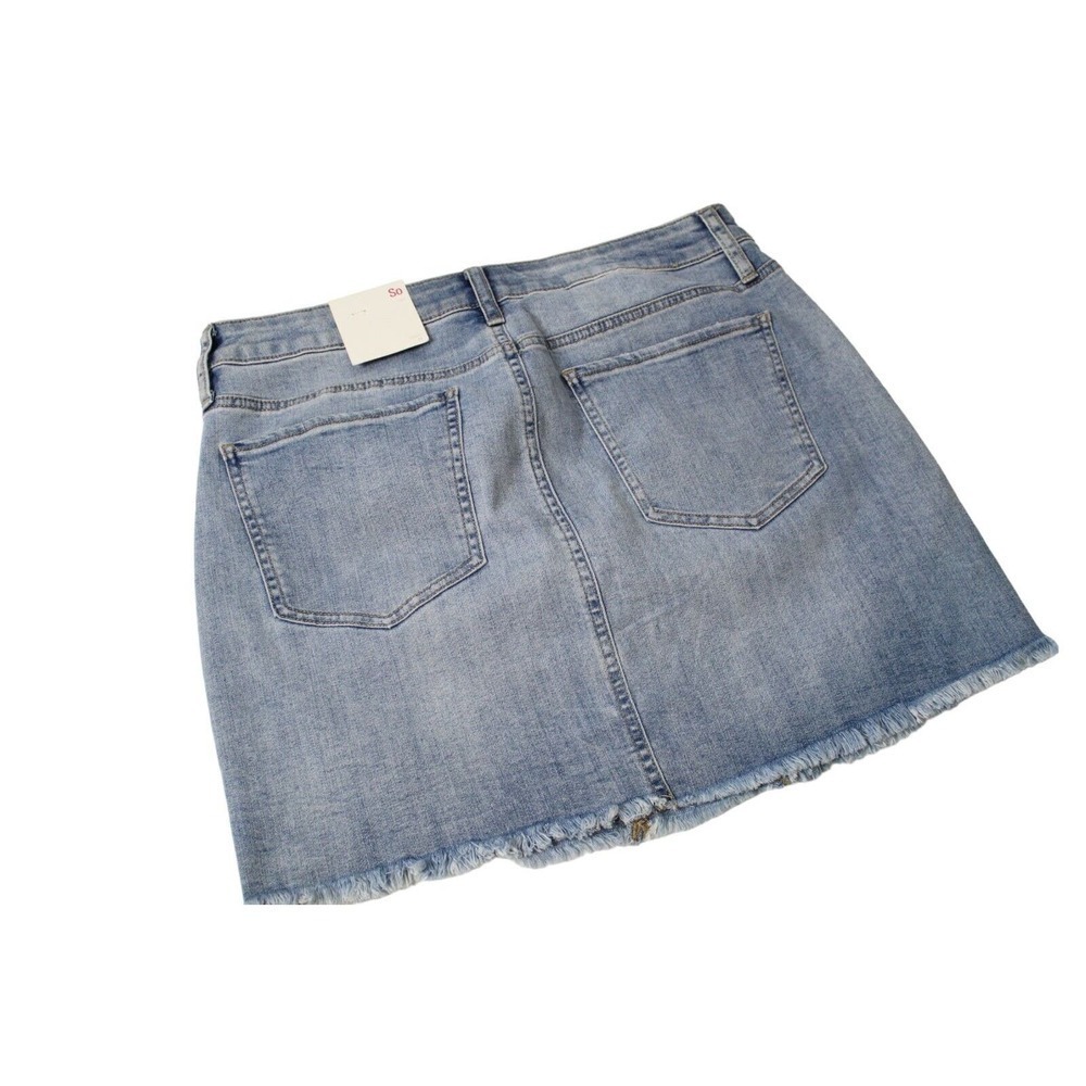 SO Denim Skirt Junior Size 11 Distressed Frayed Bottom Zip Fly NWT - Picture 6 of 8